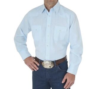 Wrangler Pearl Snap Shirt Mens Medium Cowboy Farmcore Rockabilly Rodeo Striped M